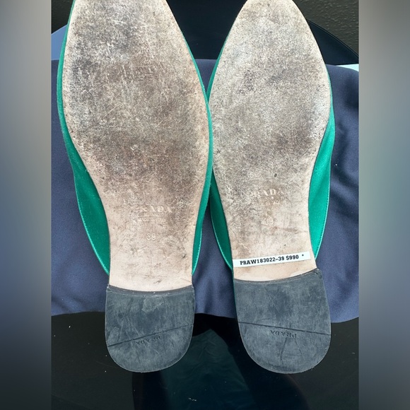 Prada Satin Green Slides Loafers Mules with crystals sz 39 US 9 - Picture 6 of 14